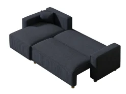 Sofá-Cama de Canto em Veludo Cotelê Azul COSY 4 Lugares