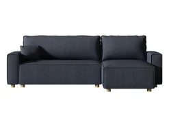 Sofá-Cama de Canto em Veludo Cotelê Azul COSY 4 Lugares