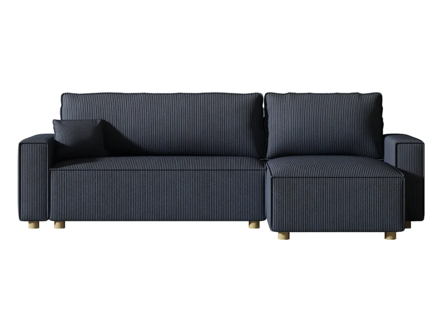 Sofá-Cama de Canto em Veludo Cotelê Azul COSY 4 Lugares