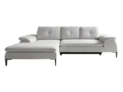 Sofá-cama de canto esquerdo JOLESA em tecido bouclé branco