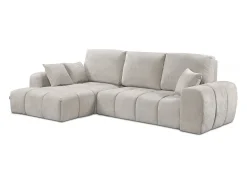 Sofá-cama de canto esquerdo em tecido chenille 