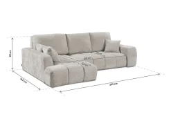 Sofá-cama de canto esquerdo em tecido chenille 