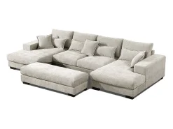 Sofá-cama de canto Mega Chaise Longue Kim 368cm, bege