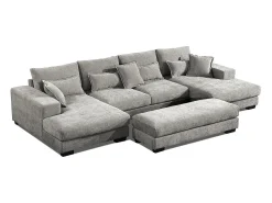 Sofá-cama de canto Mega com chaise longue Kim 368cm, cinza