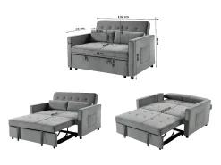 Sofá-Cama de Casal Japão 132cm Cinza