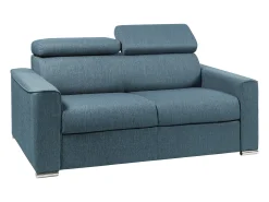 Sofá-cama de tecido azul assento com assento de memória de forma 120 colchão memória de forma 14cm VIZIR