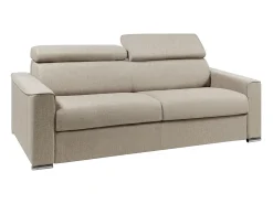 Sofá-cama de tecido bege assento com assento de memória de forma 160 colchão memória de forma 18cm VIZIR