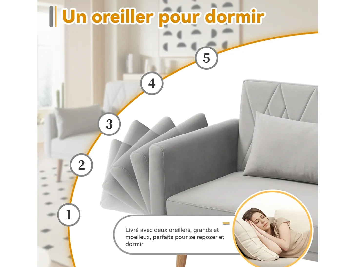 Sofá-cama de veludo de dois lugares, dobrável e compacto. Perfeito como cama de hóspedes para espaços pequenos, salas de estar, quartos ou home theaters.
