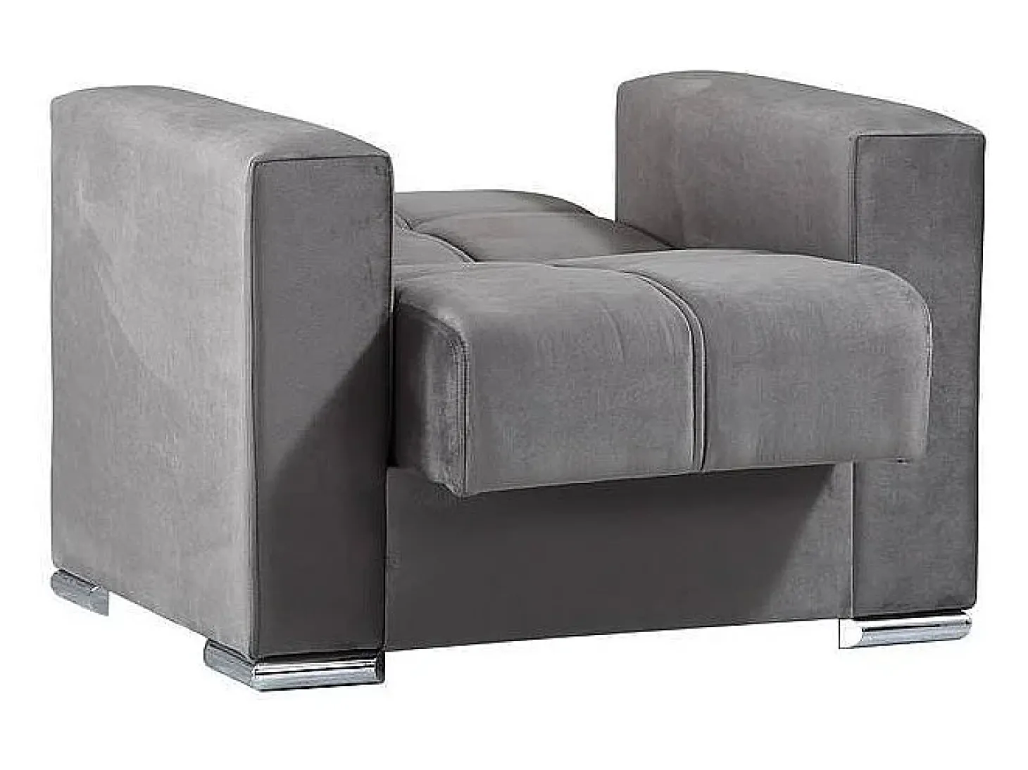Sofá-cama Dfot, Poltrona de armazenamento para sala conversível em cama, Poltrona relaxante em tecido acolchoado com abertura click-clack, 94x85h91 cm, Cinza