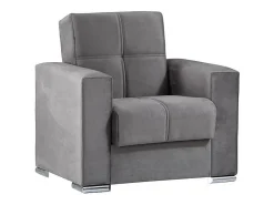 Sofá-cama Dfot, Poltrona de armazenamento para sala conversível em cama, Poltrona relaxante em tecido acolchoado com abertura click-clack, 94x85h91 cm, Cinza