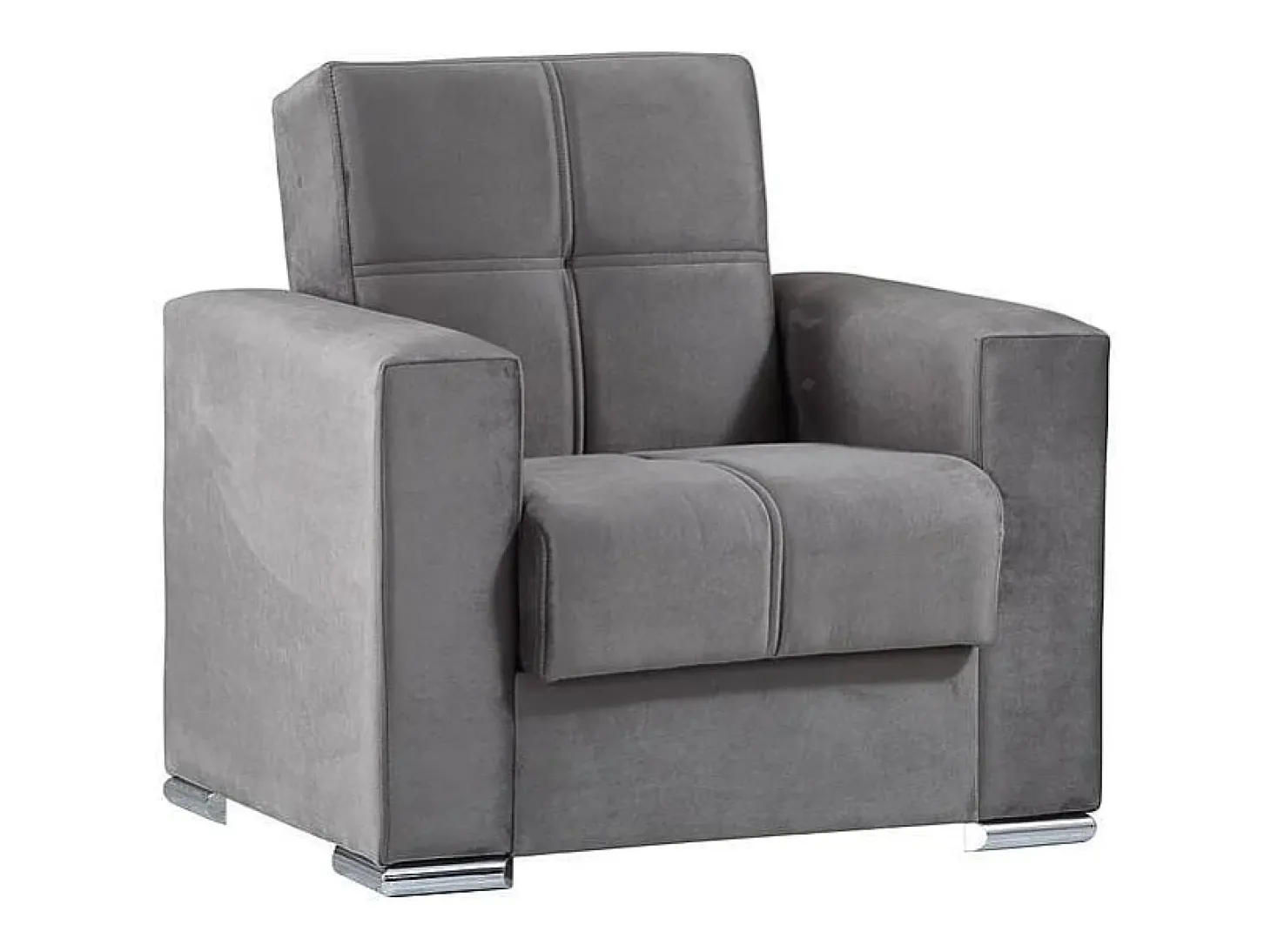 Sofá-cama Dfot, Poltrona de armazenamento para sala conversível em cama, Poltrona relaxante em tecido acolchoado com abertura click-clack, 94x85h91 cm, Cinza