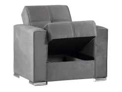 Sofá-cama Dfot, Poltrona de armazenamento para sala conversível em cama, Poltrona relaxante em tecido acolchoado com abertura click-clack, 94x85h91 cm, Cinza