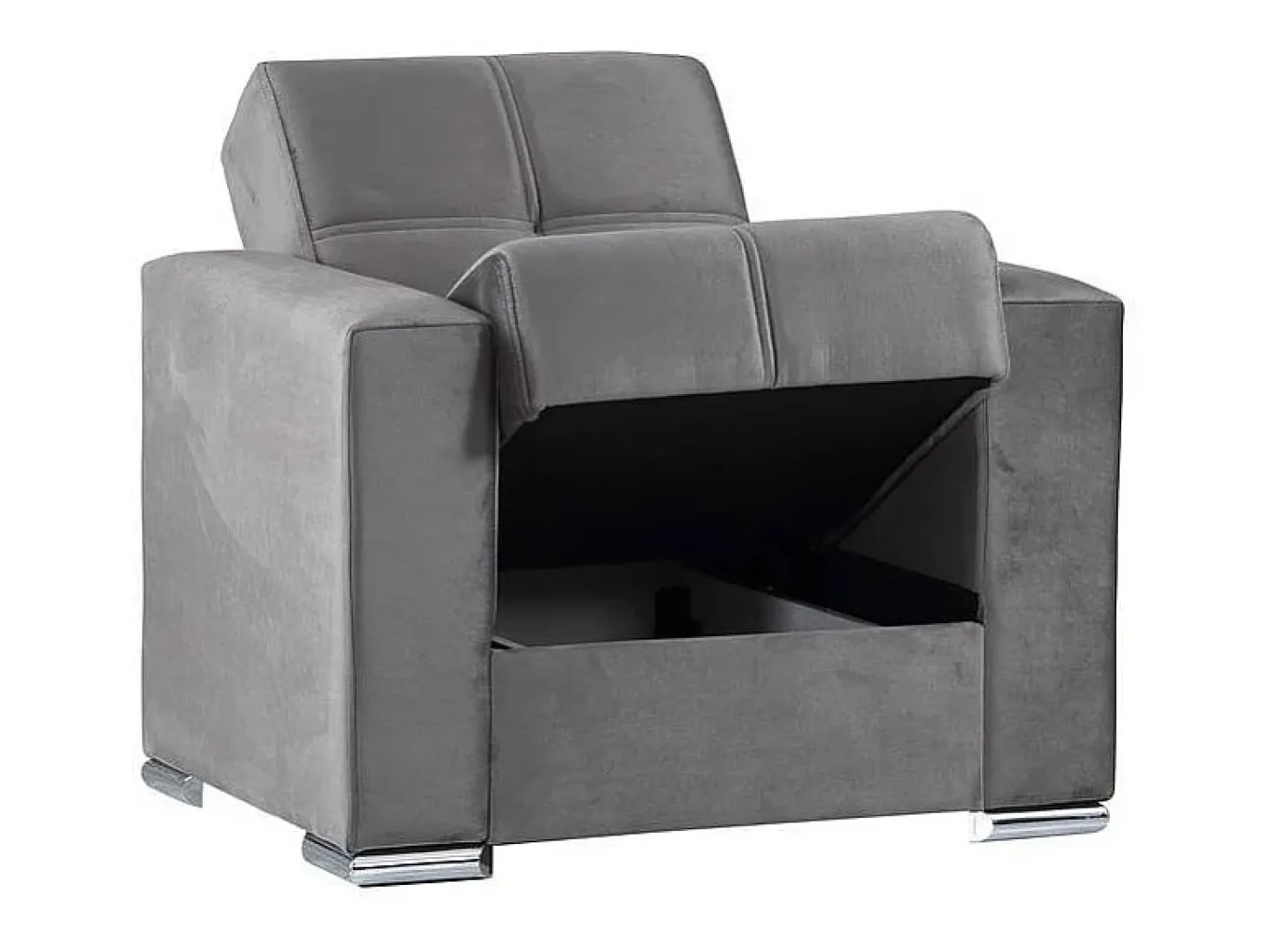 Sofá-cama Dfot, Poltrona de armazenamento para sala conversível em cama, Poltrona relaxante em tecido acolchoado com abertura click-clack, 94x85h91 cm, Cinza
