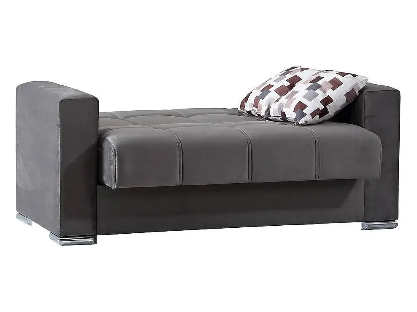 Sofá-cama Dgosen, sofá-cama contêiner linear de 2 lugares, Sofá da sala em tecido acolchoado com abertura click-clack, 160x85h91 cm, Cinza