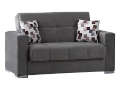 Sofá-cama Dgosen, sofá-cama contêiner linear de 2 lugares, Sofá da sala em tecido acolchoado com abertura click-clack, 160x85h91 cm, Cinza