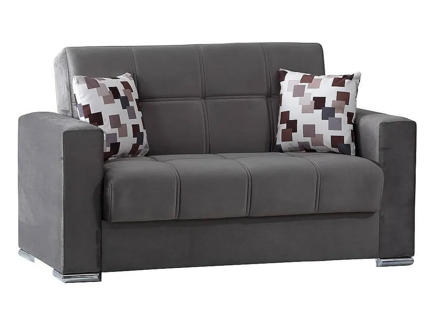 Sofá-cama Dgosen, sofá-cama contêiner linear de 2 lugares, Sofá da sala em tecido acolchoado com abertura click-clack, 160x85h91 cm, Cinza