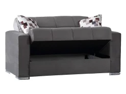 Sofá-cama Dgosen, sofá-cama contêiner linear de 2 lugares, Sofá da sala em tecido acolchoado com abertura click-clack, 160x85h91 cm, Cinza