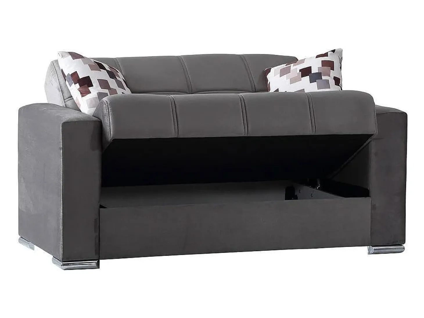 Sofá-cama Dgosen, sofá-cama contêiner linear de 2 lugares, Sofá da sala em tecido acolchoado com abertura click-clack, 160x85h91 cm, Cinza