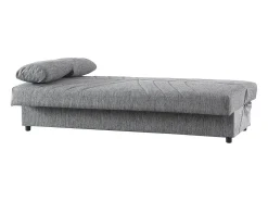 Sofá-cama Dmalama, ofá-cama de 3 lugare com arrumação com 2 almofada incluída, Sofá da ala em tecido acolchoado com abertura click-clack, 181x81h88 cm, Cinzento