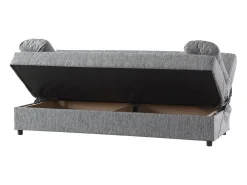 Sofá-cama Dmalama, ofá-cama de 3 lugare com arrumação com 2 almofada incluída, Sofá da ala em tecido acolchoado com abertura click-clack, 181x81h88 cm, Cinzento