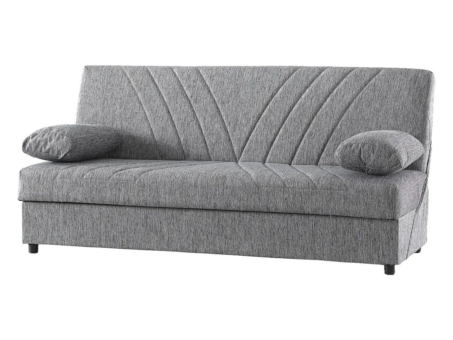 Sofá-cama Dmalama, ofá-cama de 3 lugare com arrumação com 2 almofada incluída, Sofá da ala em tecido acolchoado com abertura click-clack, 181x81h88 cm, Cinzento