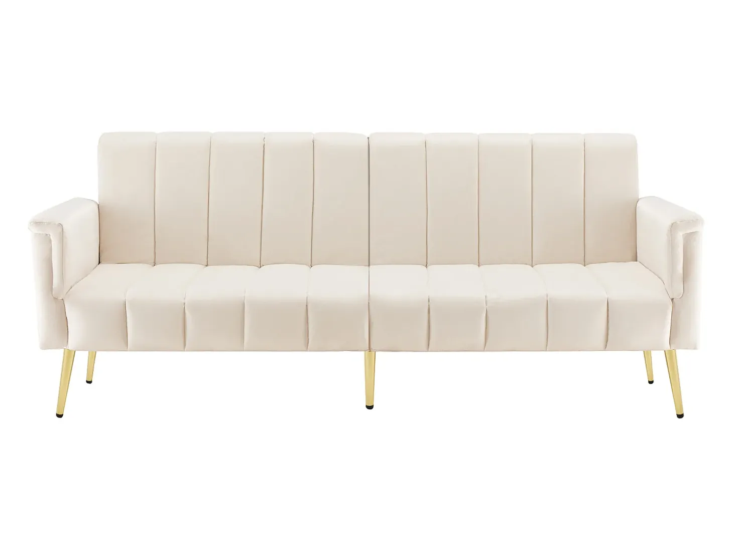 Sofá-cama dobrável em tecido de veludo com pé auxiliar, sofá-cama com função de dormir, bege
