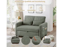 Sofá-cama dobrável extensível de 2 lugares - 114 x 77 x 82,5 cm - encosto ajustável - tecido de algodão e linho - verde