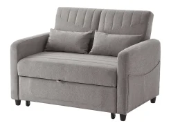 Sofá-cama duplo 114 x 77 x 82.5 cm - encosto 3 níveis ajustável - tecido algodão-linho - cinza
