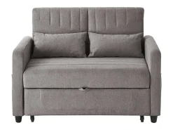 Sofá-cama duplo dobrável, design dobrável, encosto ajustável, tecido de algodão e linho, cinzento