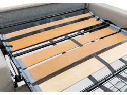 Sofá-cama em couro sintético vermelho assento com assento de memória de forma 140 cm ripas largas 14 cm CALIFE