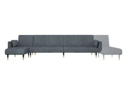 Sofá-cama em forma de L 275x140x70 cm veludo cinzento-escuro