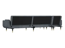 Sofá-cama em forma de L 275x140x70 cm veludo cinzento-escuro