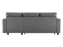 Sofá-cama em L de 3 lugares com função de cama - Chaise longue com arrumação - Linho cinza escuro
