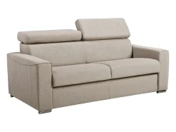 Sofá-cama em tecido bege com assento de memória de forma 140 colchão memória de forma 14cm VIZIR