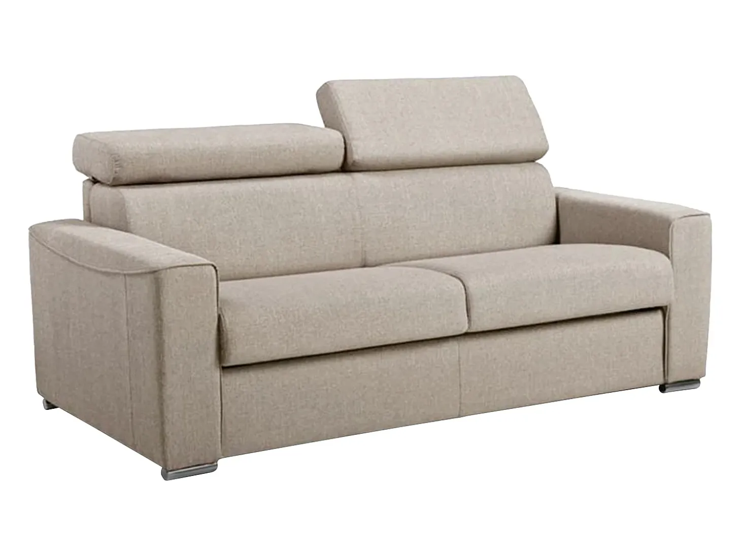 Sofá-cama em tecido bege com assento de memória de forma 140 colchão memória de forma 14cm VIZIR