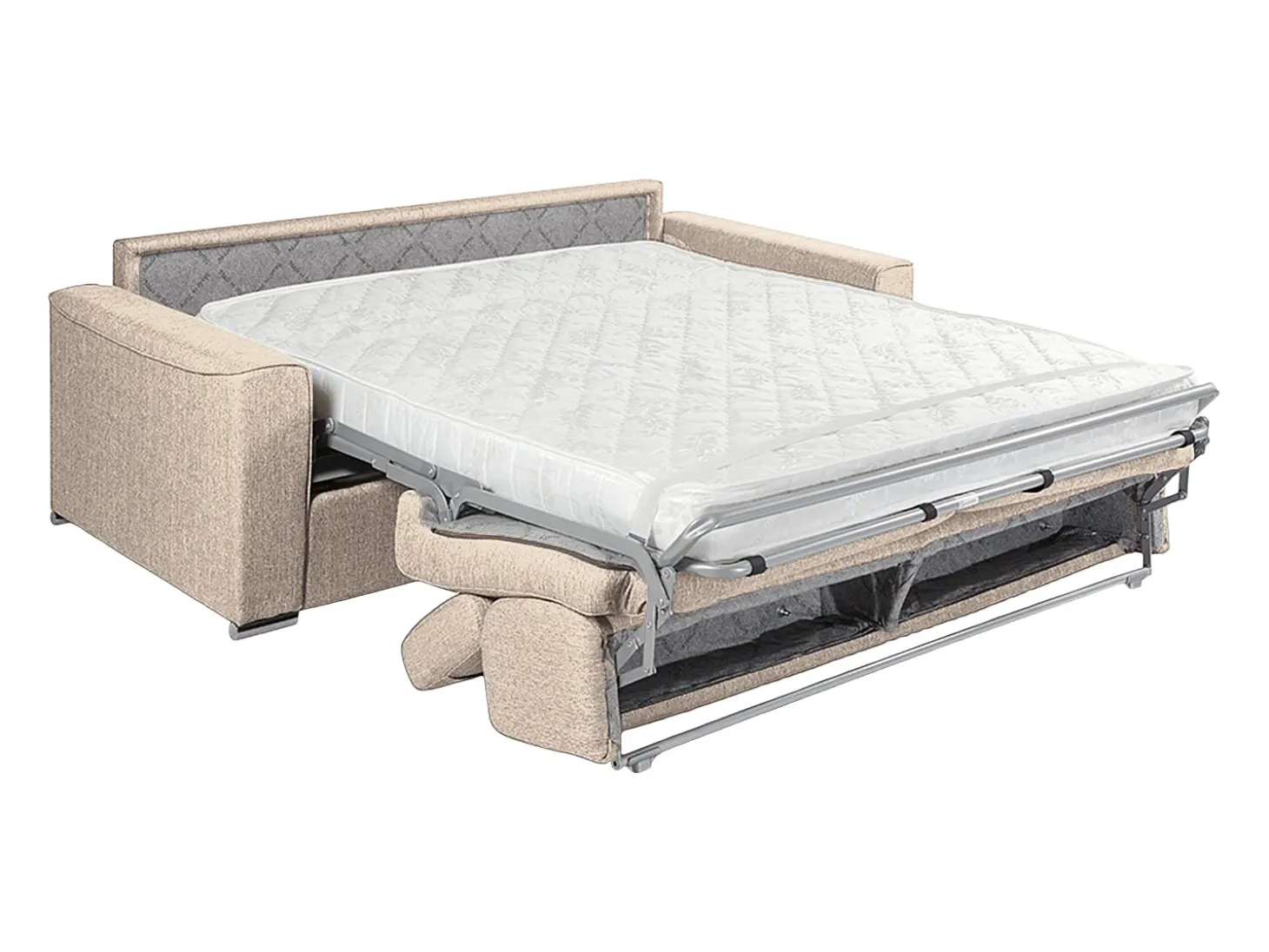 Sofá-cama em tecido bege com assento de memória de forma 140 colchão memória de forma 14cm VIZIR