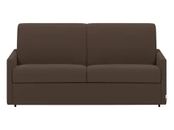 Sofá-cama em tecido castanho assento memória de forma 140 cm ripas largas 14 cm CALIFE