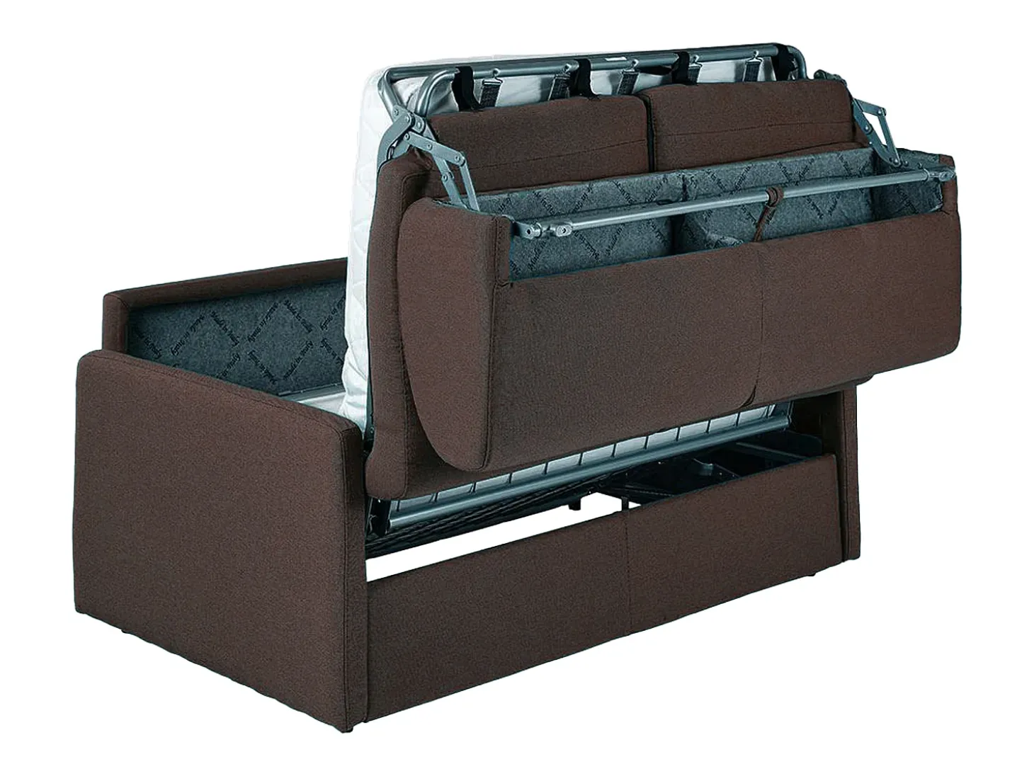 Sofá-cama em tecido castanho assento memória de forma 140 cm ripas largas 14 cm CALIFE