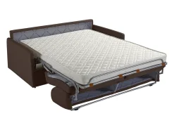 Sofá-cama em tecido castanho assento memória de forma 140 cm ripas largas 14 cm CALIFE
