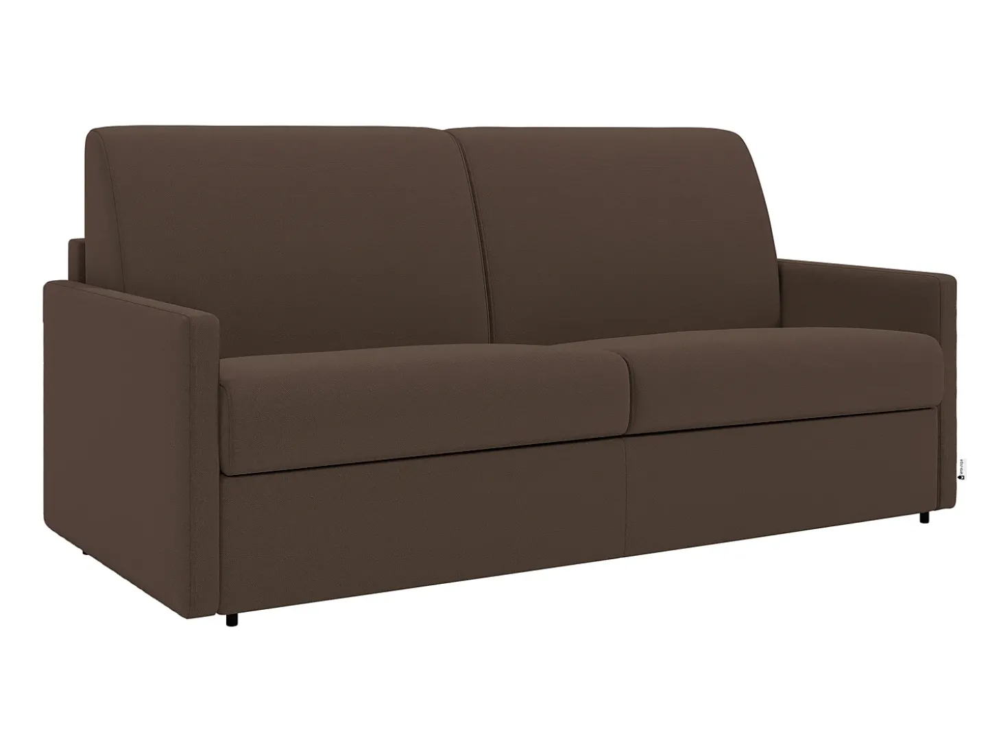 Sofá-cama em tecido castanho assento memória de forma 140 cm ripas largas 14 cm CALIFE