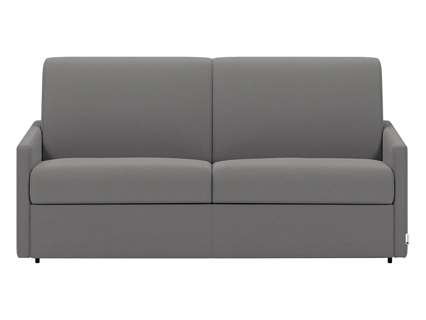 Sofá-cama em tecido cinza claro com assento de memória de forma 140 cm ripas largas 18 cm CALIFE