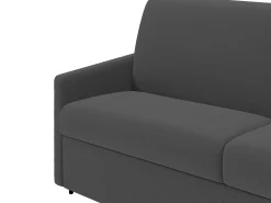 Sofá-cama em tecido cinzento assento memória de forma 160 cm ripas largas 18 cm CALIFE