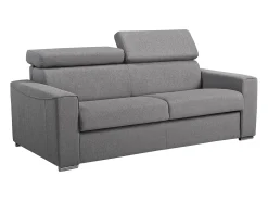 Sofá-cama em tecido cinzento assento com assento de memória de forma 140 ripas largas 18cm memória de forma VIZIR