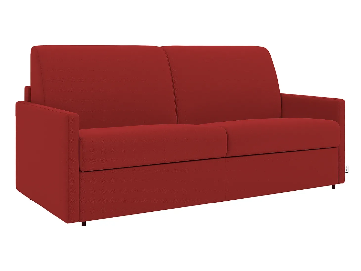 Sofá-cama em tecido vermelho assento com assento de memória de forma 160 cm ripas largas 14 cm CALIFE