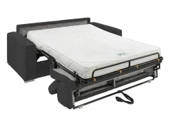 Sofá-cama em veludo canelado cinzento assento memória de forma 140 cm ripas largas 14cm CALIFE