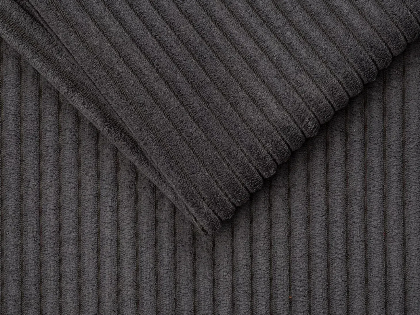Sofá-cama em veludo canelado cinzento assento memória de forma 140 cm ripas largas 14cm CALIFE