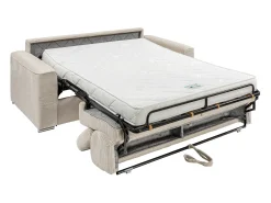 Sofá-cama em veludo canelado bege assento memória de forma 140 cm colchão 14cm CALIFE