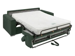 Sofá-cama em veludo canelado verde assento com assento de memória de forma 160 cm ripas largas 14cm CALIFE
