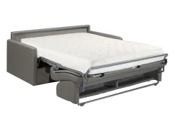 Sofá-cama em veludo cinza assento com assento de memória de forma 140 cm colchão 18 cm CALIFE