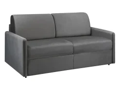 Sofá-cama em veludo cinzento assento com assento de memória de forma 140 cm colchão 18 cm CALIFE